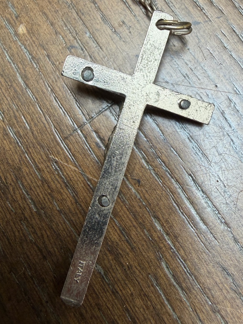 Vintage Wooden Bead Catholic Rosary with Italy Stamped Crucifix - Picture 5 of 5